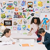 Vista 6 de Sabary 87 calcomanías de regreso a clases, decoración de tablón de anuncios para el primer día de escuela, calcomanías de pared de búho, autobús