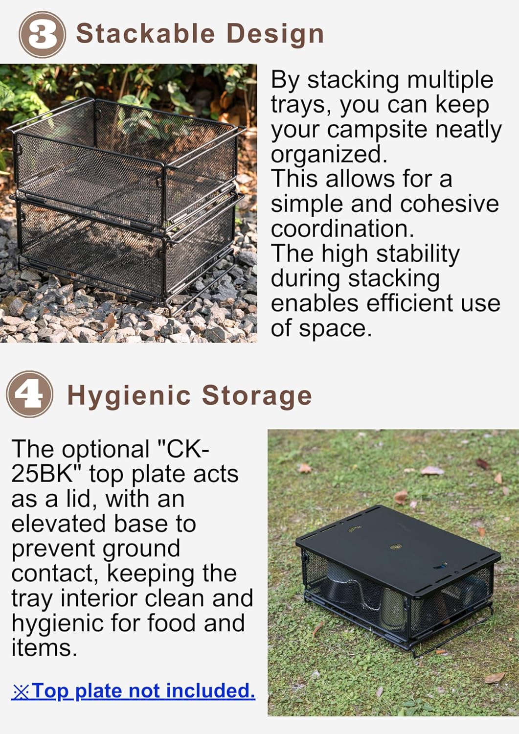 camping moon 2-pack IGT Mesh Box Bridge Table Tray Storage Case CK-24BK-2P