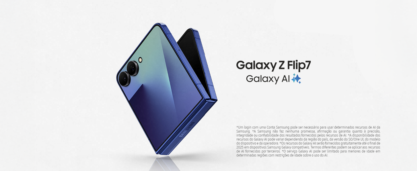 Samsung Galaxy Z Flip7 5G 256GB 12GB RAM, Câm. Dupla 50MP, Galaxy