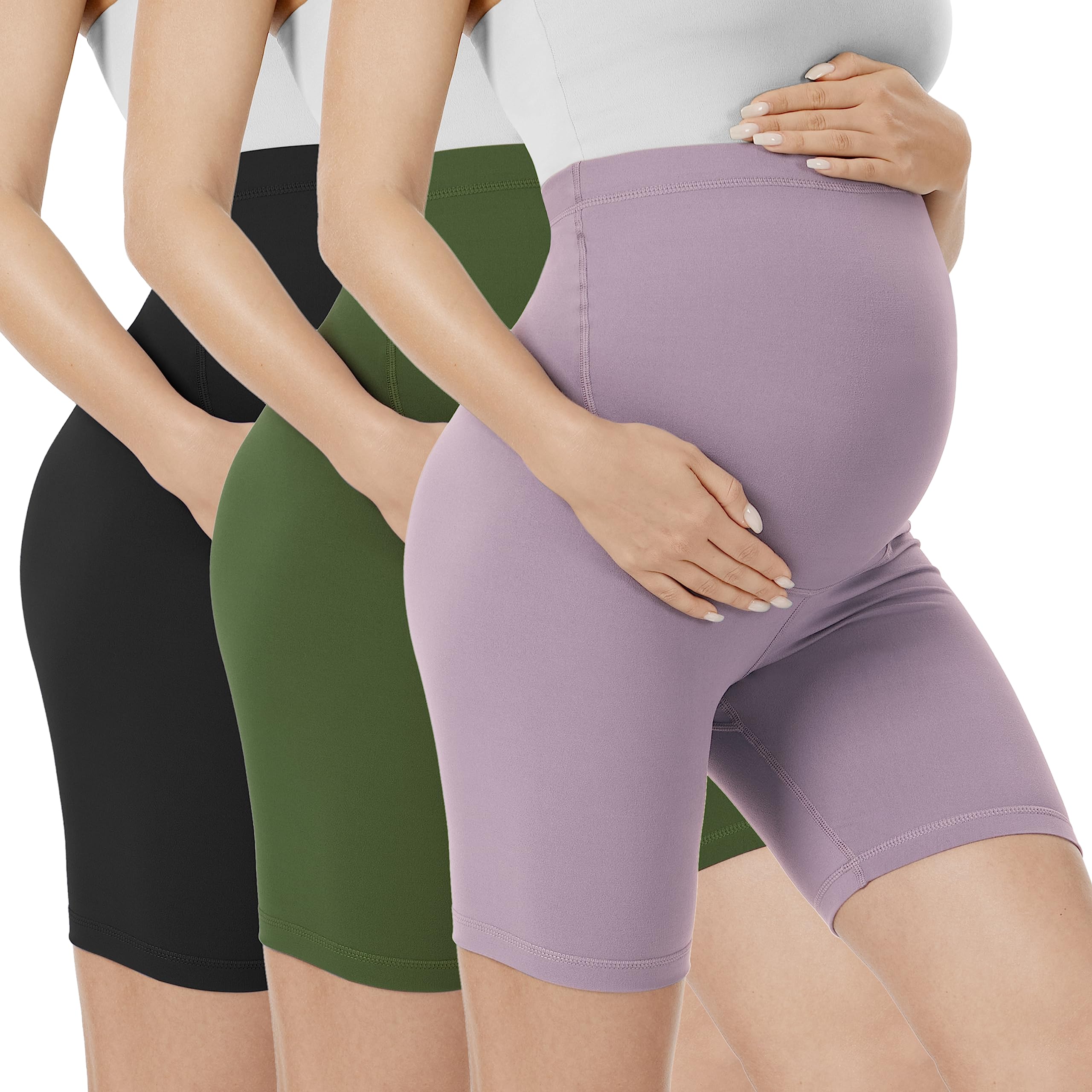 VALANDY Creamlush Maternity Shorts Over The Belly Pregnancy Biker Shorts Lounge Yoga Pants (S-XL) — view 29