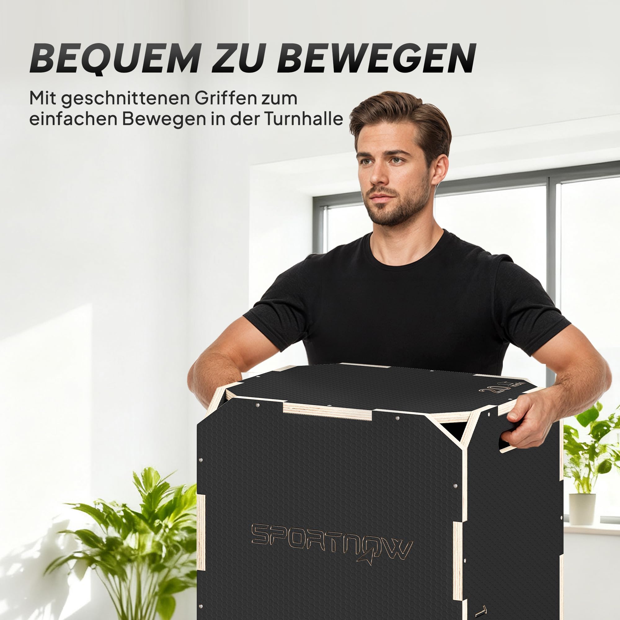 SPORTNOW 3-in-1 Plyo Box Plyometrische Sprungbox mit 3 Sprunghöhen Griffen Kantenfreie Step-Up Jumping Box Plyometric Platform Fitnessgerät für Plyometrisches Training Workout