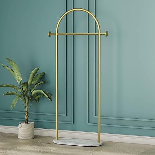 Miniatura 8 de Perchero de ropa dorado, moderno perchero independiente para colgar ropa, perchero resistente con base de mármol, para dormitorio, baño, sala de