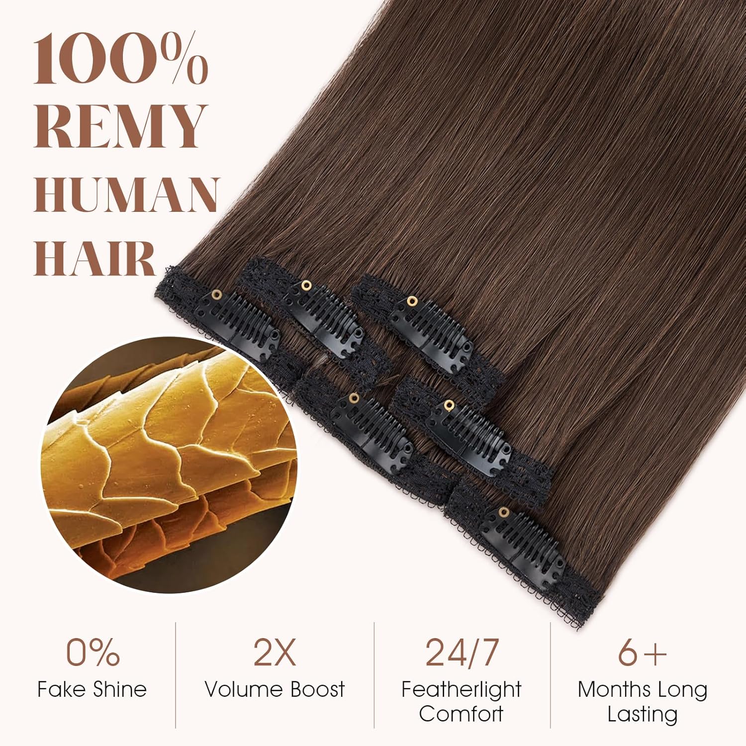 6pcs 6 Clips in Short Hair Extensions Human Hair Mini Clip ins Hair Extension Clip on Hair Pieces for Add Volume and Highlights Straight Remy Hairpiece 33g-12 Inch#2R Chocolate Brown