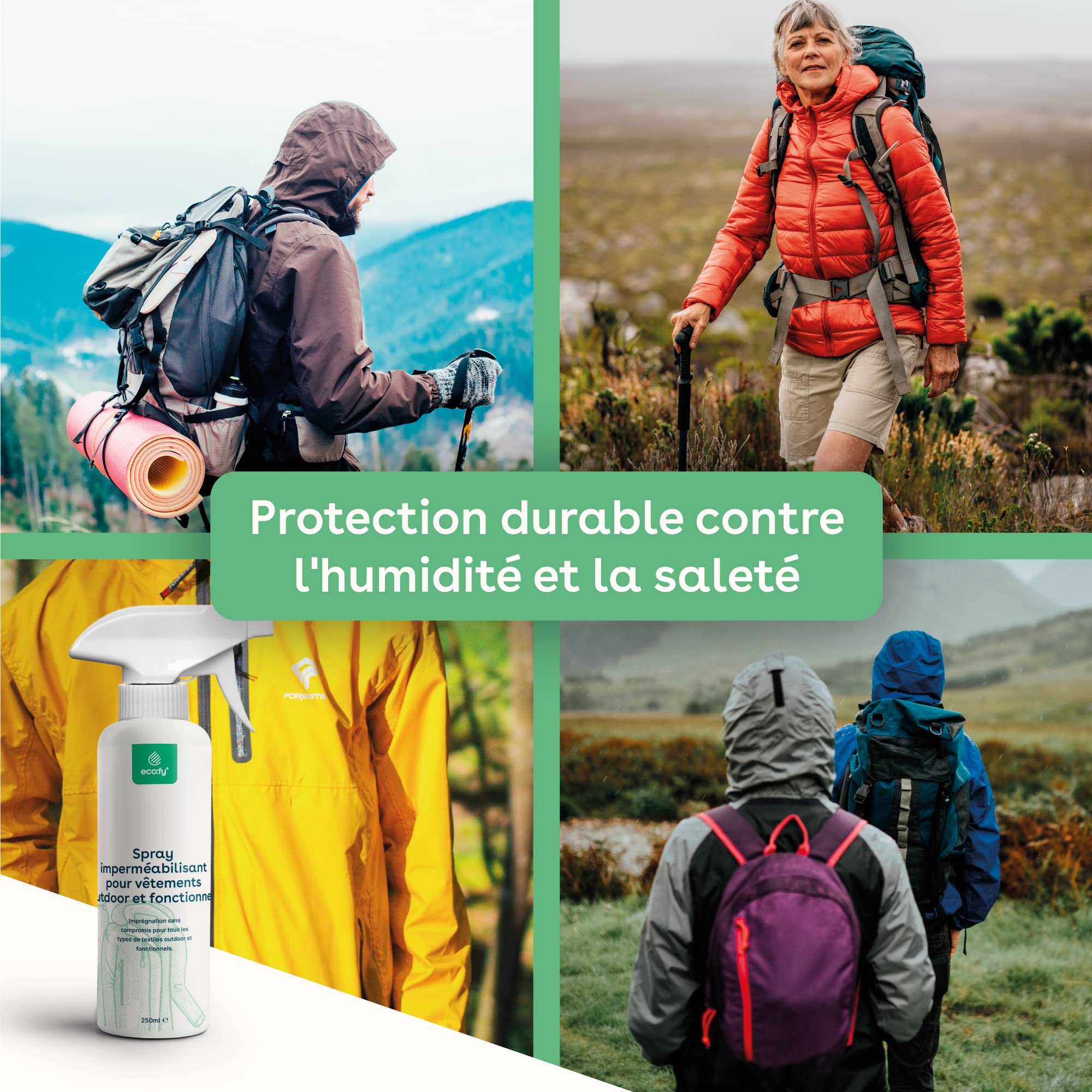 Spray d'imprégnation pour Textiles Imprégnation Protection Contre Les intempéries sans PFC Scellement Contre l'humidité et la saleté Goretex Sympatex