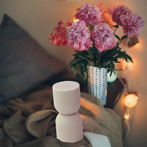 Miniatura 5 de TOPYS Moldes estéticos de pilar a rayas molde cilíndrico de vela de pilar alto torcido geométrico abstracto decorativo a rayas molde de silicona