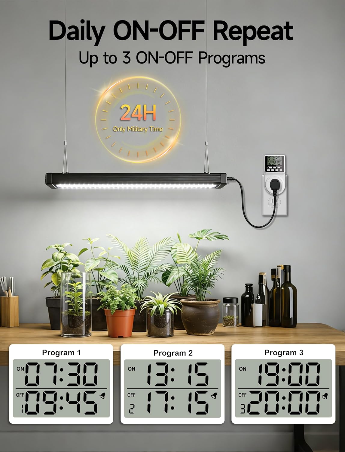 Techbee Indoor Digital Infinite Repeat Cycle Intermittent Outlet Timer Plug 24 Hour Programmable Timed Electrical Power Switch with Countdown Delay on Off Function for Lights and Appliances (2 Pack)