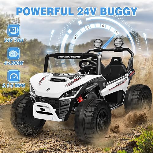 Miniatura 2 de ANPABO Juguetes de paseo de 24 V para niños grandes, automóvil de 2 plazas, automóvil eléctrico para niños de 4 x 200 W con control remoto, luces