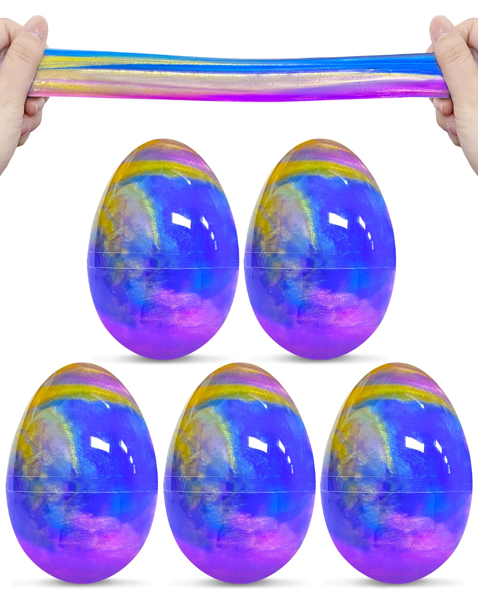 Greingways 5 Pack Prefilled Easter Eggs Galaxy Slime Toys, Teens Easters Basket Stuffers Egg Fillers, Easter Games Gift Party Favors Filled Egg for