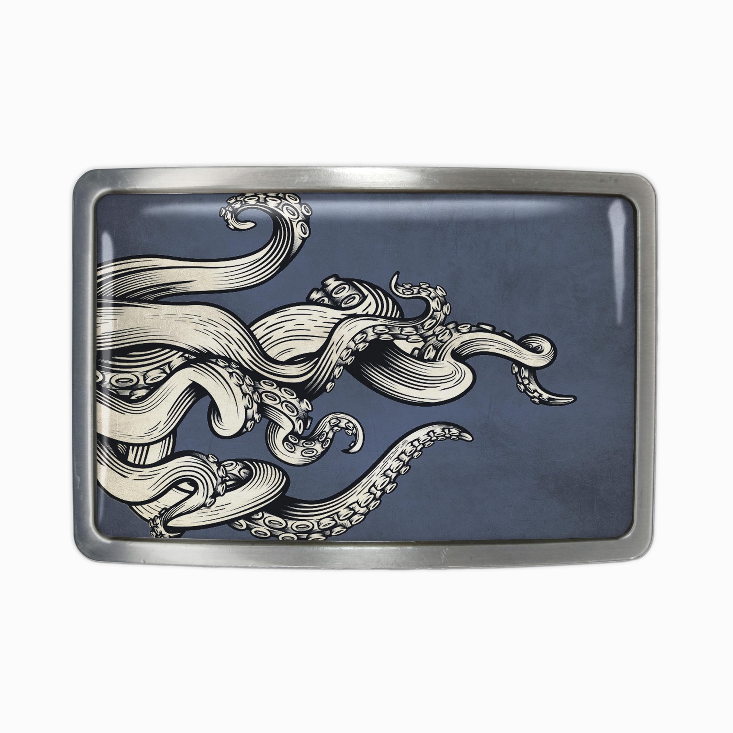 Kraken Belt Buckle - Traditional Octopus Tenticles Design Handmade Belt Buckle - 652-3 (Antique Silver)