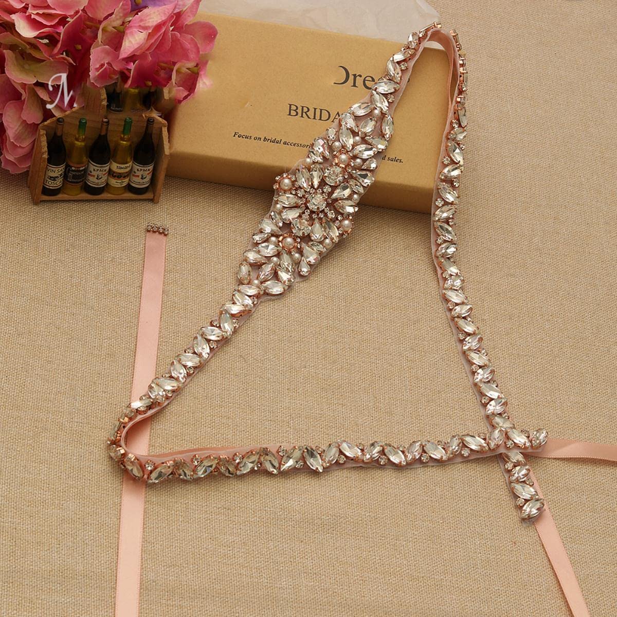 Strass Hochzeit Gürtel Handgemachte Perlen Braut Schärpe Rose Gold Kristall Braut Schärpe Gürtel Für Hochzeit Abendkleid JK858