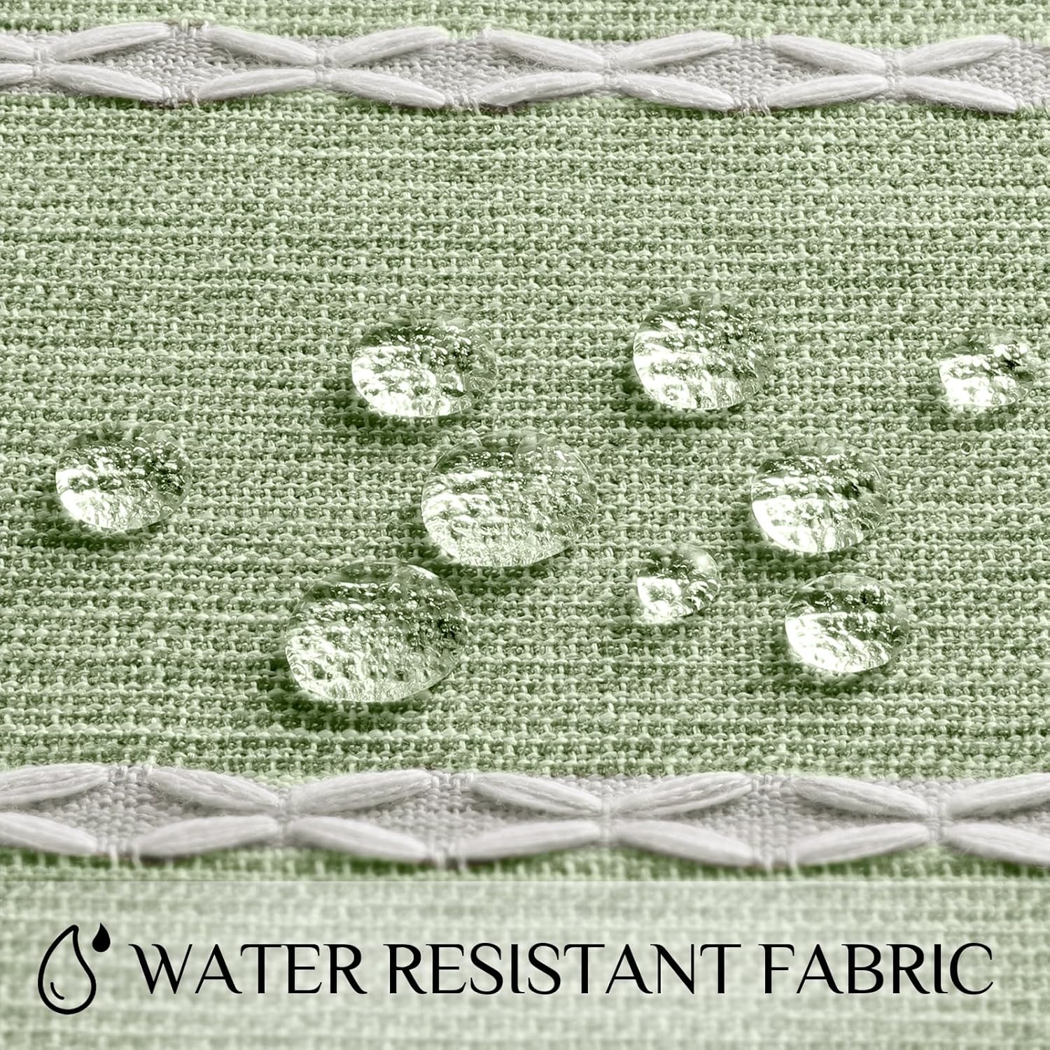 Softalker Outdoor Tablecloth Rectangle, Waterproof Linen Cotton Farmhouse Table Cloths with Tassel, Heavy Weight Wrinkle Free Boho Table Cover for Picnic Camping Dining - 55 x 120 Inch, Sage Lines