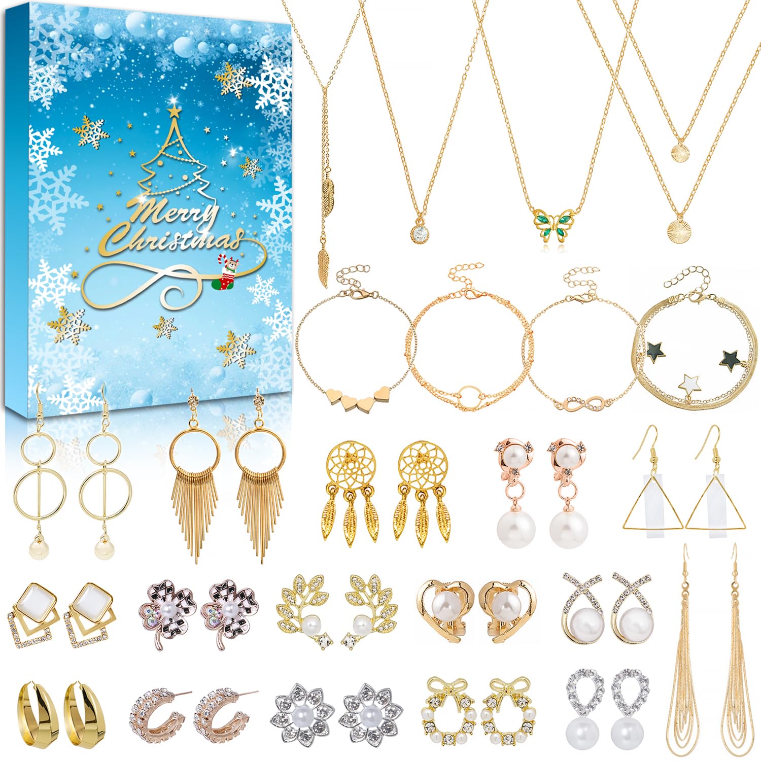 Calendrier De L’Avent 2024 Bijoux – 24 Surprises Élégantes : Colliers, Bracelets, Boucles D’Oreilles & Bagues Pour Femme
