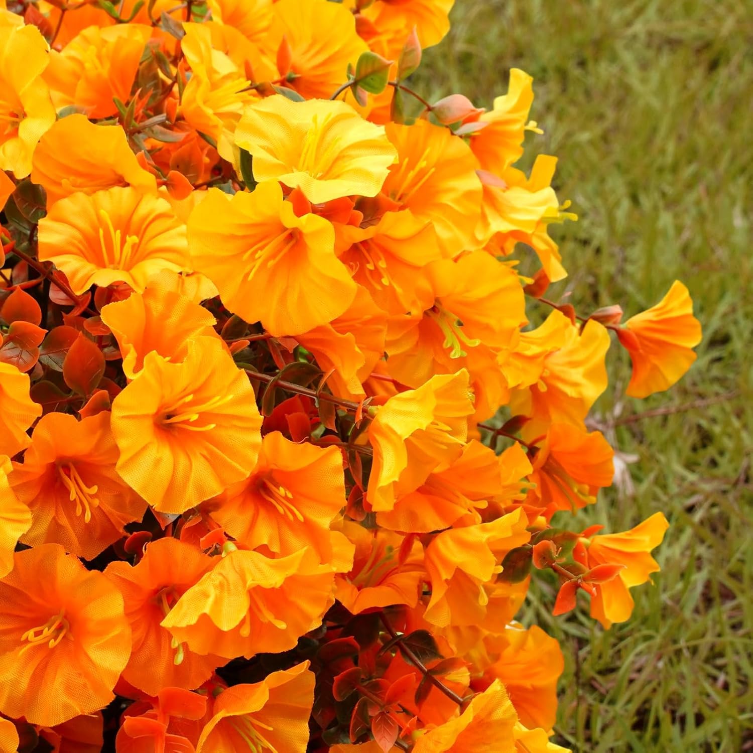 Artificial Fall Flowers for Outdoors, 10 Bundles Fake Faux Fall Flowers UV Resistant Fall Decor Plants for Home Porch Garden Patio Decoration (Fall Yellow) - Image 7