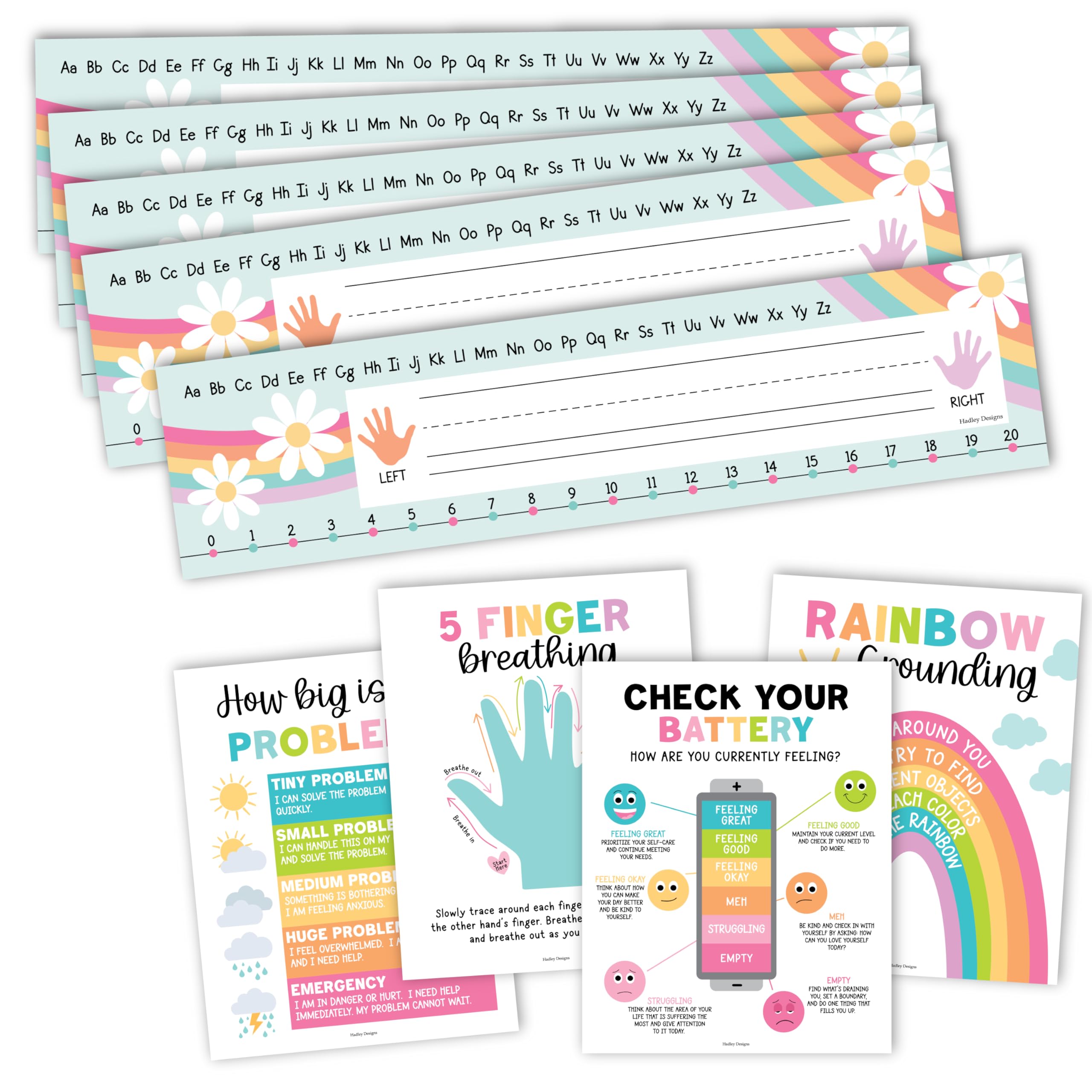 25 Retro Desk Name Plates for Classroom, 16 Kids Educational Posters for Toddlers - Alphabet Poster, Classroom Name Tags for Desk, Kindergarten Homeschool Supplies