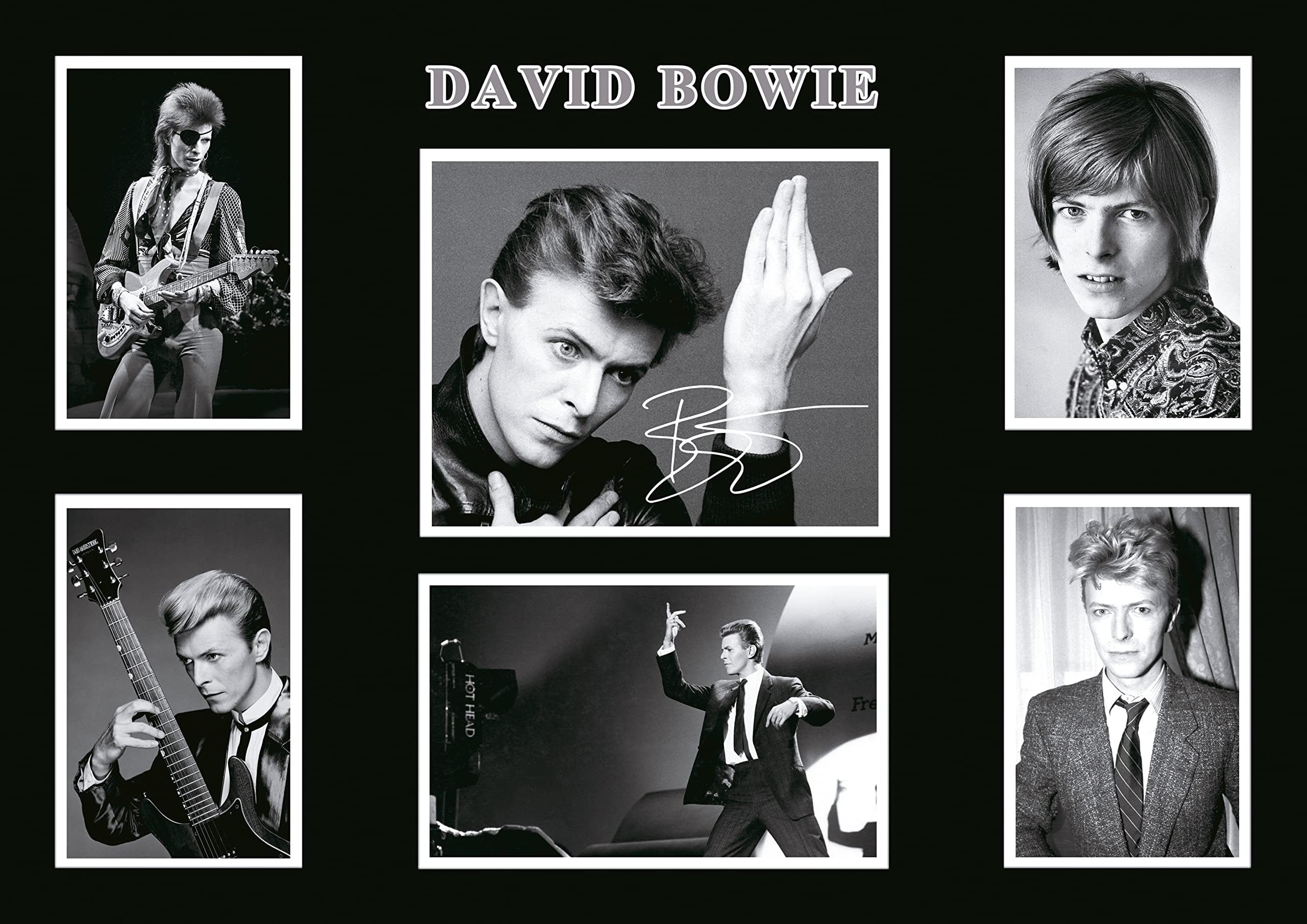 DAVID BOWIE Signed A4 Montage Photo Print Pre Printed Signature Autograph Gift Wall Art Artwork