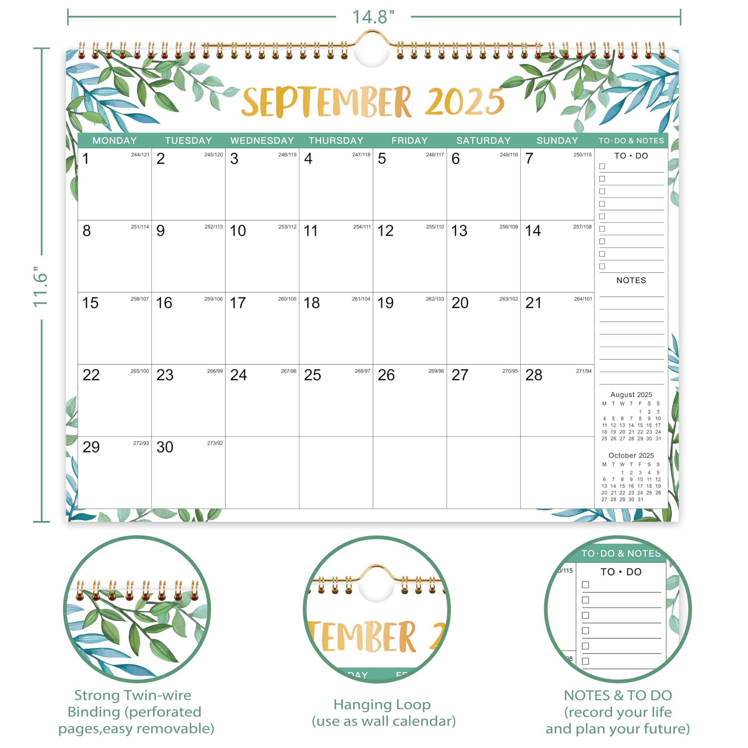 Calendar 2026 2027, Wall Calendar 2026 2027 UK, 18 Month Calendar from Jul. 2026 to Dec. 2027, 37.6 x 29 cm - Image 3