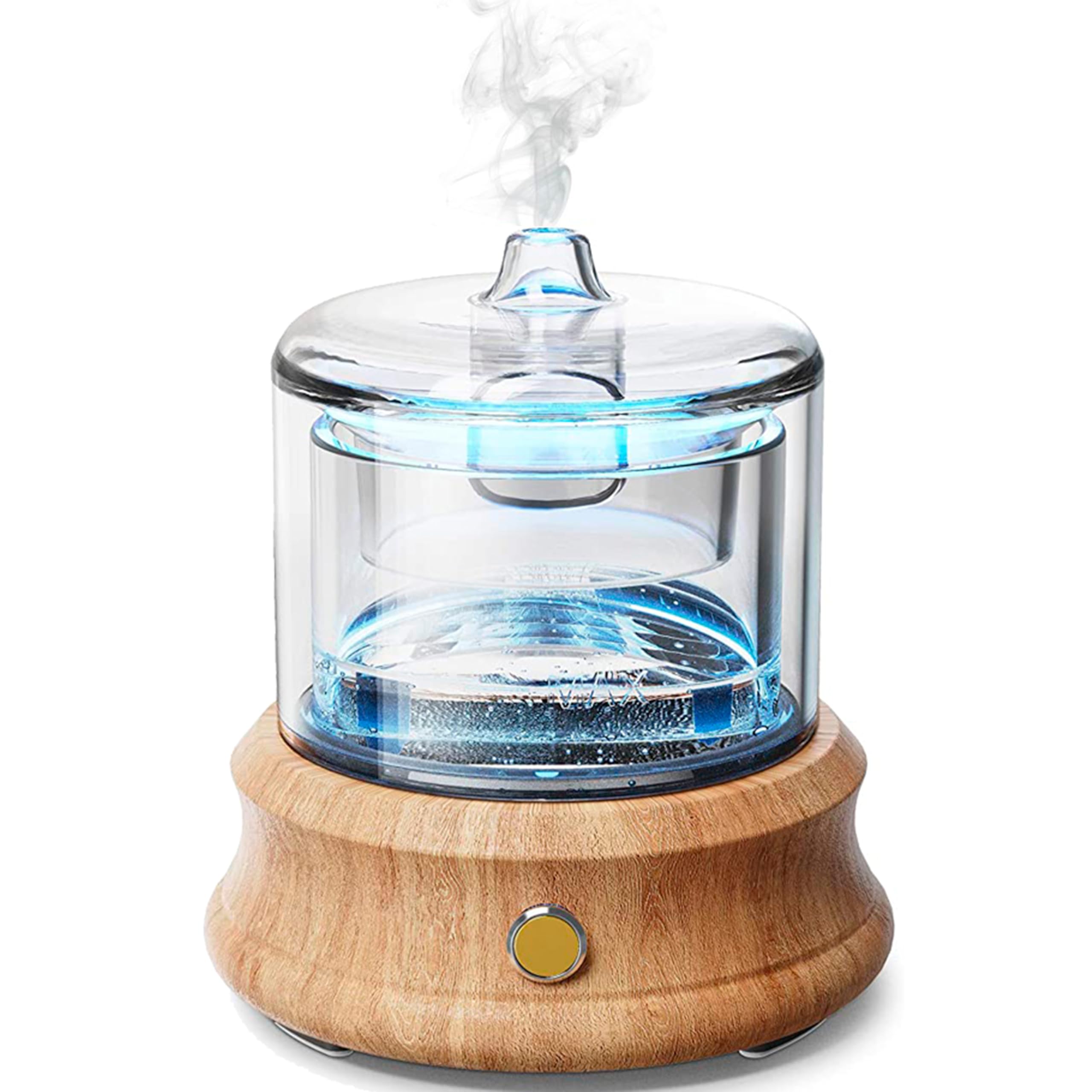 Alma Difusor de Aceites Esenciales – Difusor ultrasónico – Depósito de Vidrio 80 ml · 3,5 MHz – Aromaterapia – Base de Madera auténtica · LED · silencioso – hasta 6 h