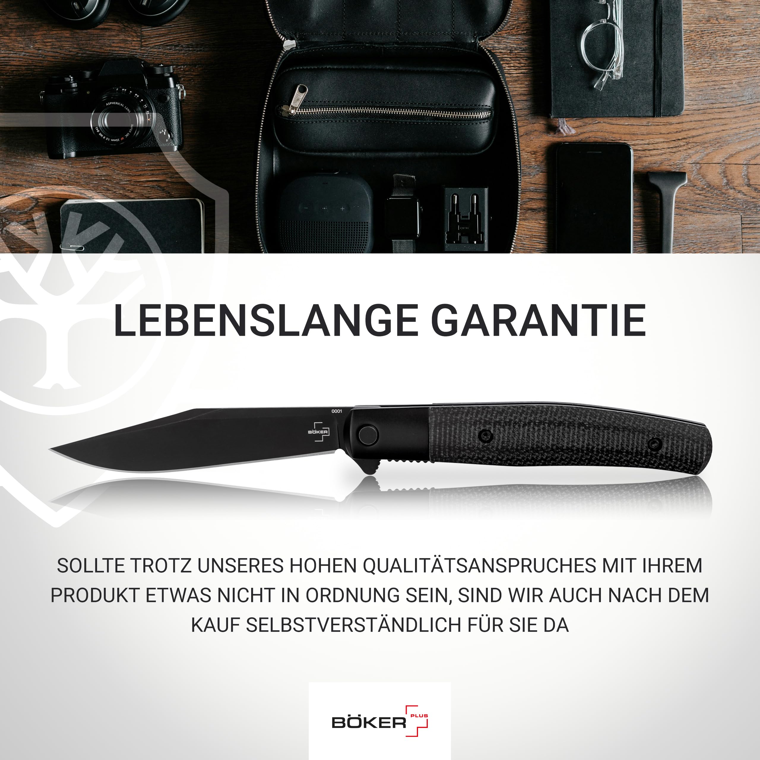 BÖKER PLUS® Modern Stockman Taschenmesser - schlankes Gentleman EDC Klappmesser mit Micarta Griff & Nitro-V Stahl Klinge - klassisches Einhand Farmermesser mit Flipper & Clip für Alltag & Outdoor