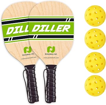 Diller Pickleball Paddle 2 Player Bundle Set Includes 2 Paddles & 4 Pickleballs