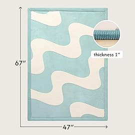 Hakuna Matte CloudRise Baby Play Mat for Floor 47 x 67 Waves - Coral Velvet Memory Foam Rug for Crawling & Cozy Play - Non-Slip, Water-Resistant, Easy-CareTummy Time Mat, Playmat for Playpen