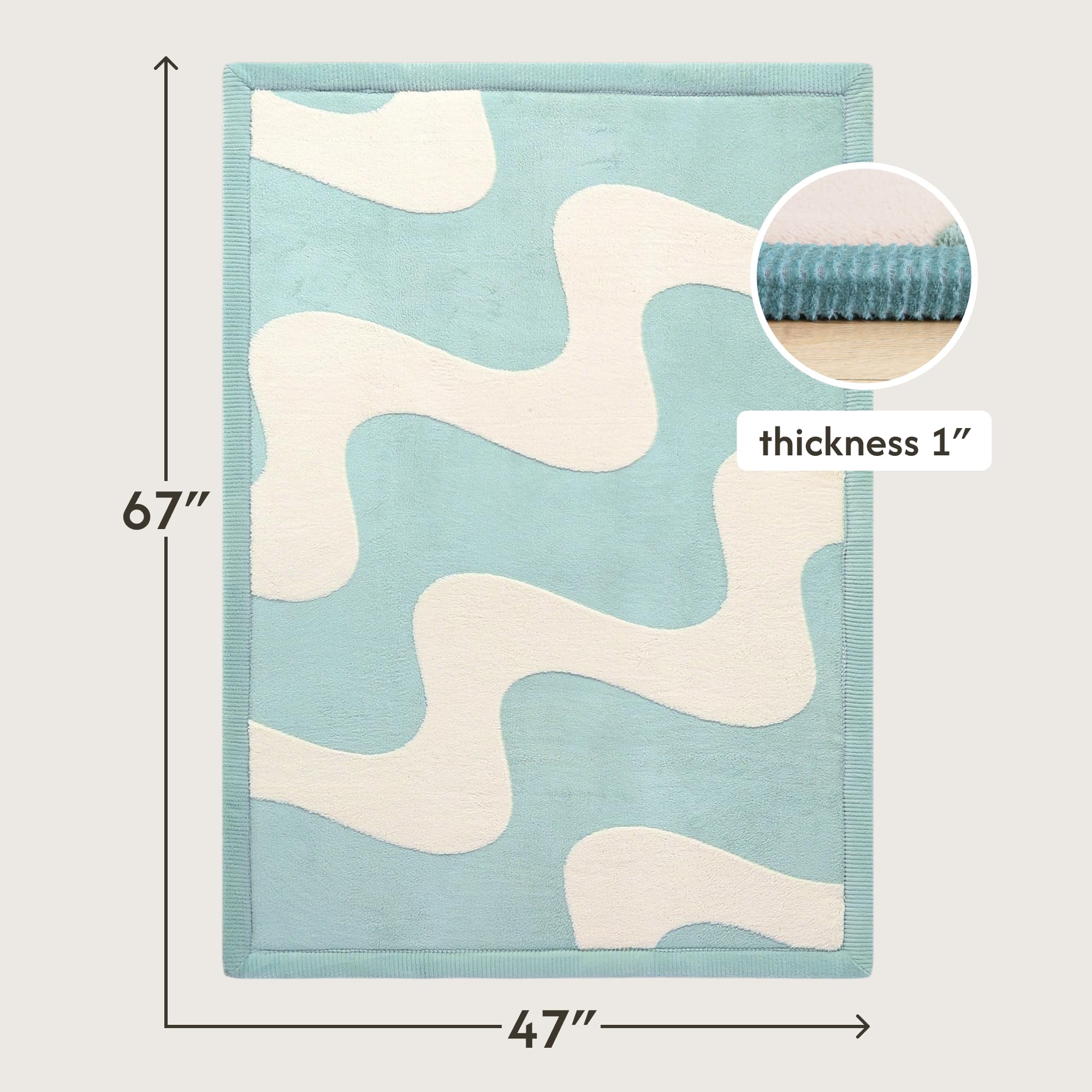 Hakuna Matte CloudRise Baby Play Mat for Floor 47" x 67" Waves – Coral Velvet Memory Foam Rug for Crawling & Cozy Play – Non-Slip, Water-Resistant, Easy-CareTummy Time Mat, Playmat for Playpen