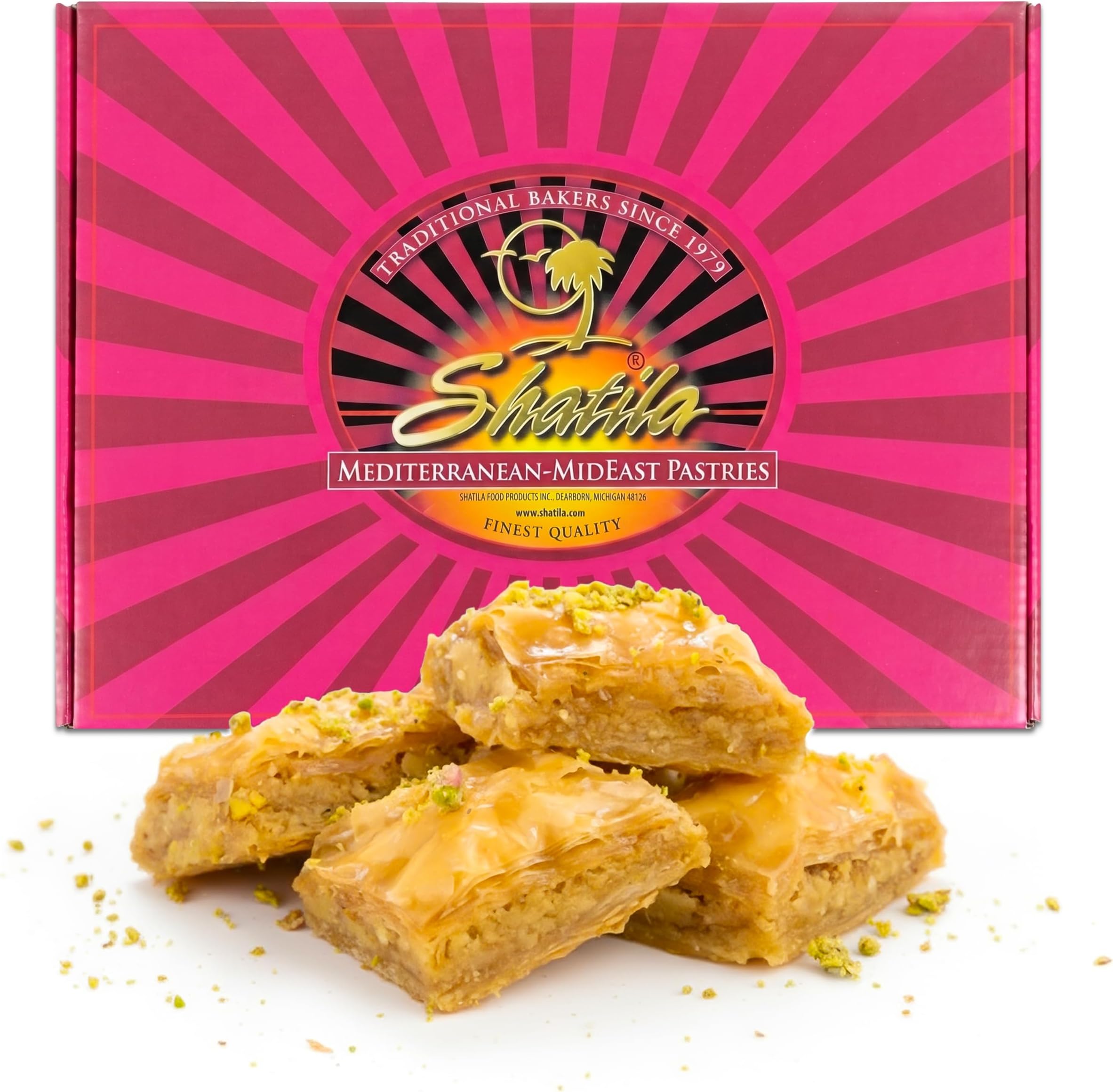 - Shatila Food Products Baklawa, Walnut Baklava Pastry, Mediterranean Sweets Arabic Desserts, 60 Pieces