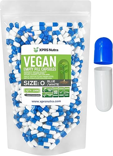 XPRS Nutra Cápsulas vacías de tamaño 0  1000 cápsulas veganas vacías  Pastillas vegetarianas  Relleno de cápsulas vegetales de bricolaje  Pastillas