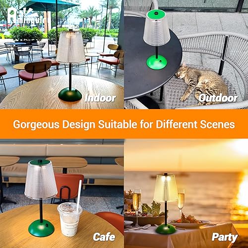 Miniatura 3 de Lámpara de mesa inalámbrica, lámpara recargable de 4000 mAh, 3 modos de color y lámpara táctil LED regulable continua, lámparas portátiles retro de