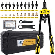 YUZES Rivet Nut Tool Kit, 14" Rivnut Tool with 11 Metric & SAE Mandrels, 175Pcs Rivet Nuts Kit, Professional Nutsert Tool Kit forAuto Mods, RV/Van Conversion & Metal Fabrication, Rugged BMC Case
