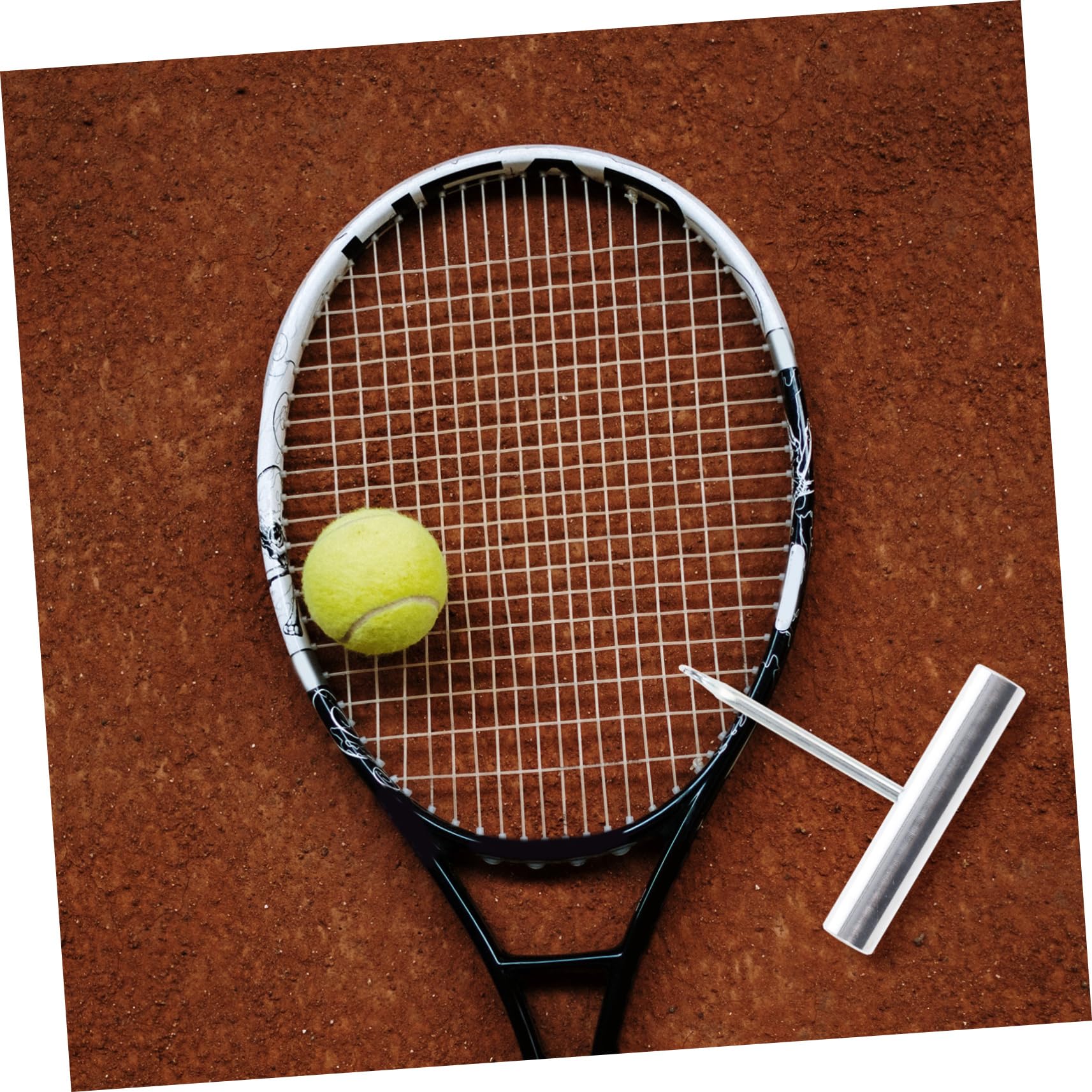 LIOOBO Saitenzieher mit Gebogenem Spitzen aus Edelstahl für Badminton und Tennisschläger Komfortabler Griff und T-förmigem Griffdesign für Schonende Bespannung