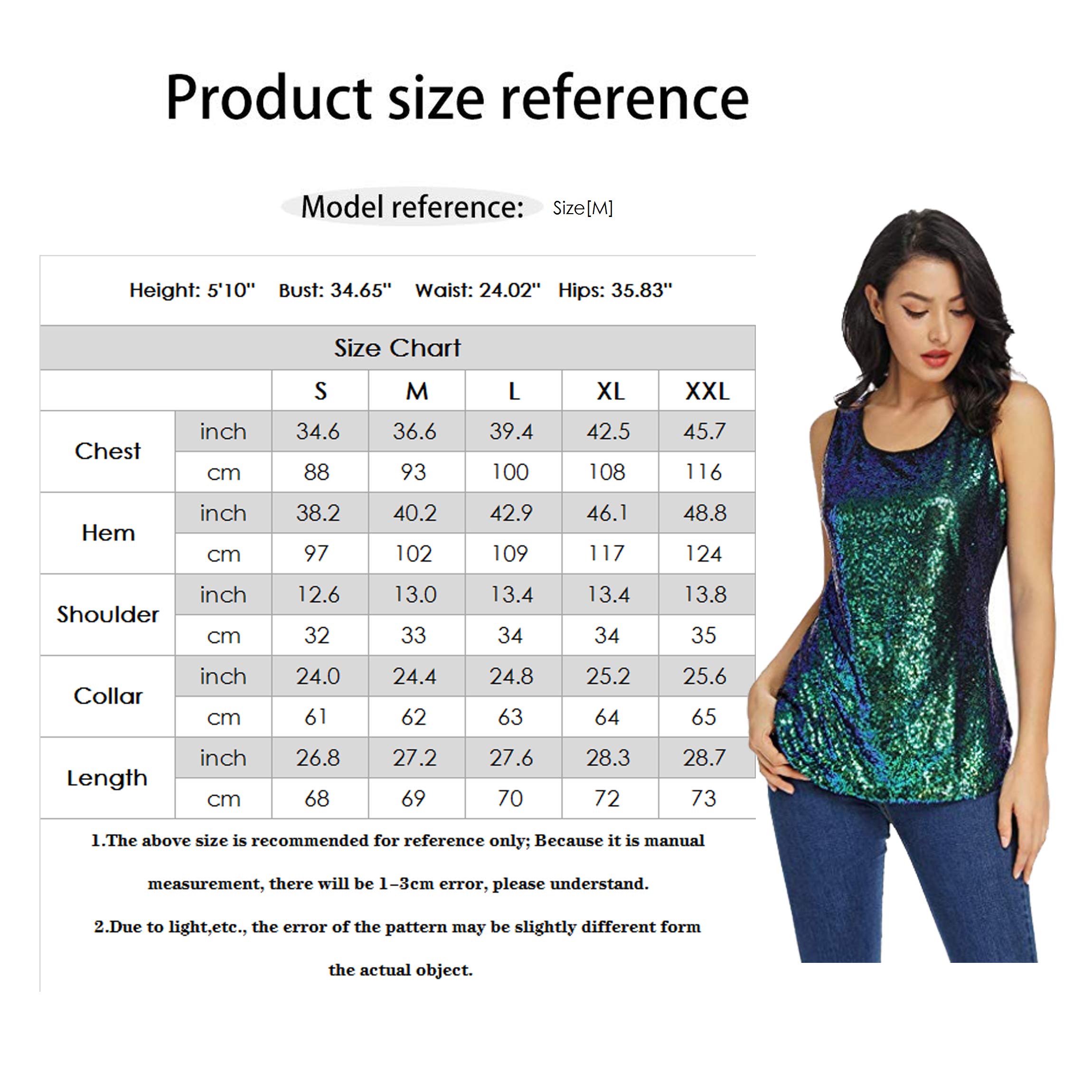 Camiseta sin mangas con lentejuelas brillantes para mujer