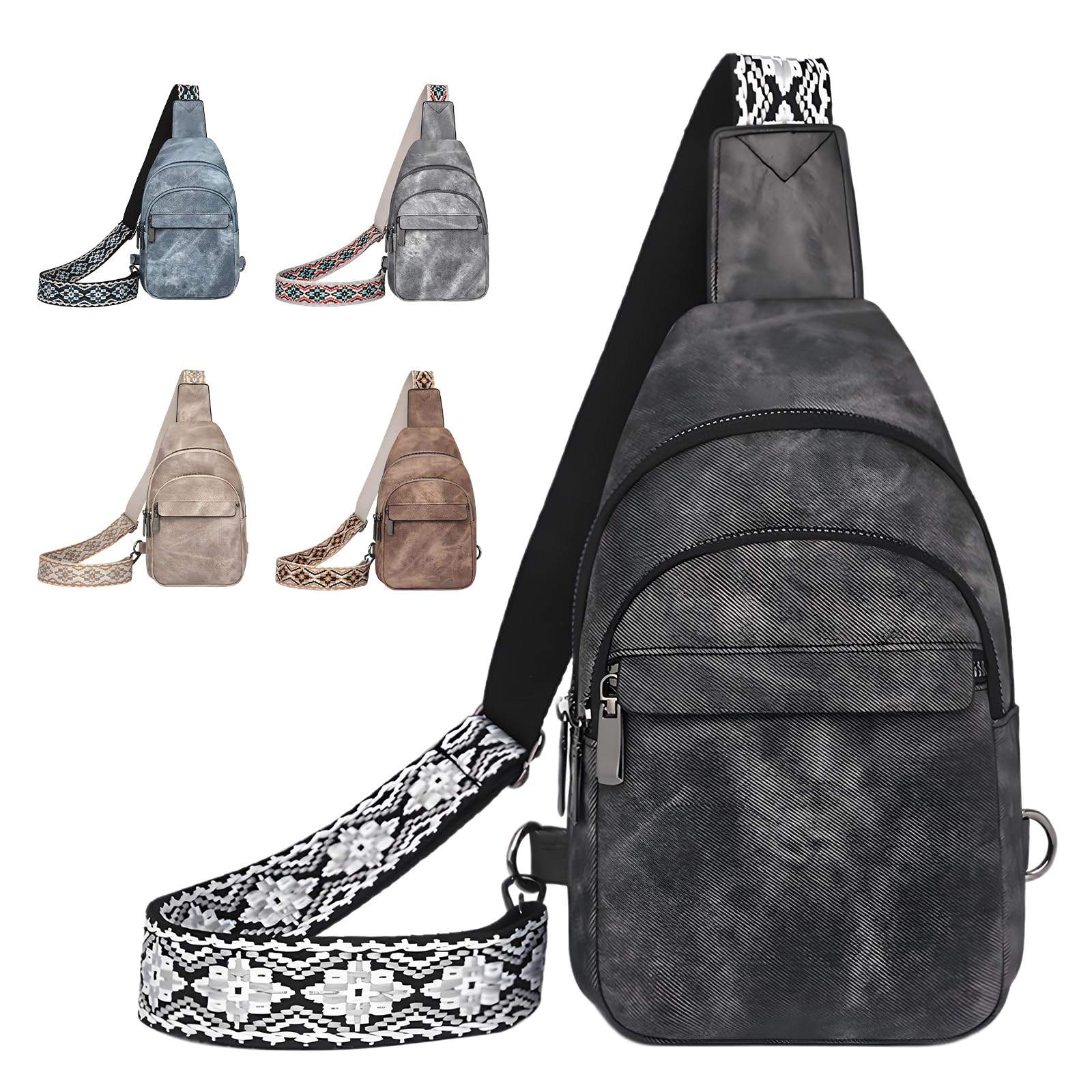 NPJGKY Small Sling Bag for Women and Men PU Crossbody Bags Fanny Pack Chest Bag for Travel