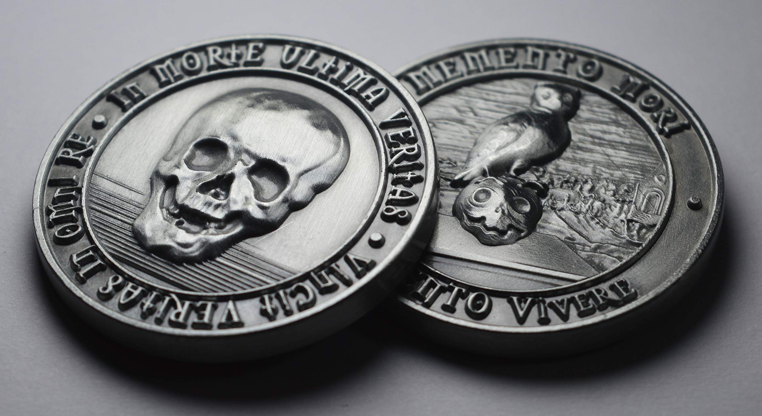 The Commemorative Coin Company MEMENTO MORI/VIVERE Antique Silver REMINDER COIN in Capsule. Owl/Death/Stoic/Reflection/Stoicism