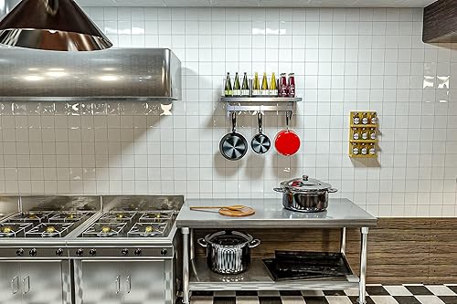 Vista 2 de KoolMore Estante organizador comercial de pared de 36 pulgadas con 3 ganchos de almacenamiento extraíbles para ollas y sartenes, soporte