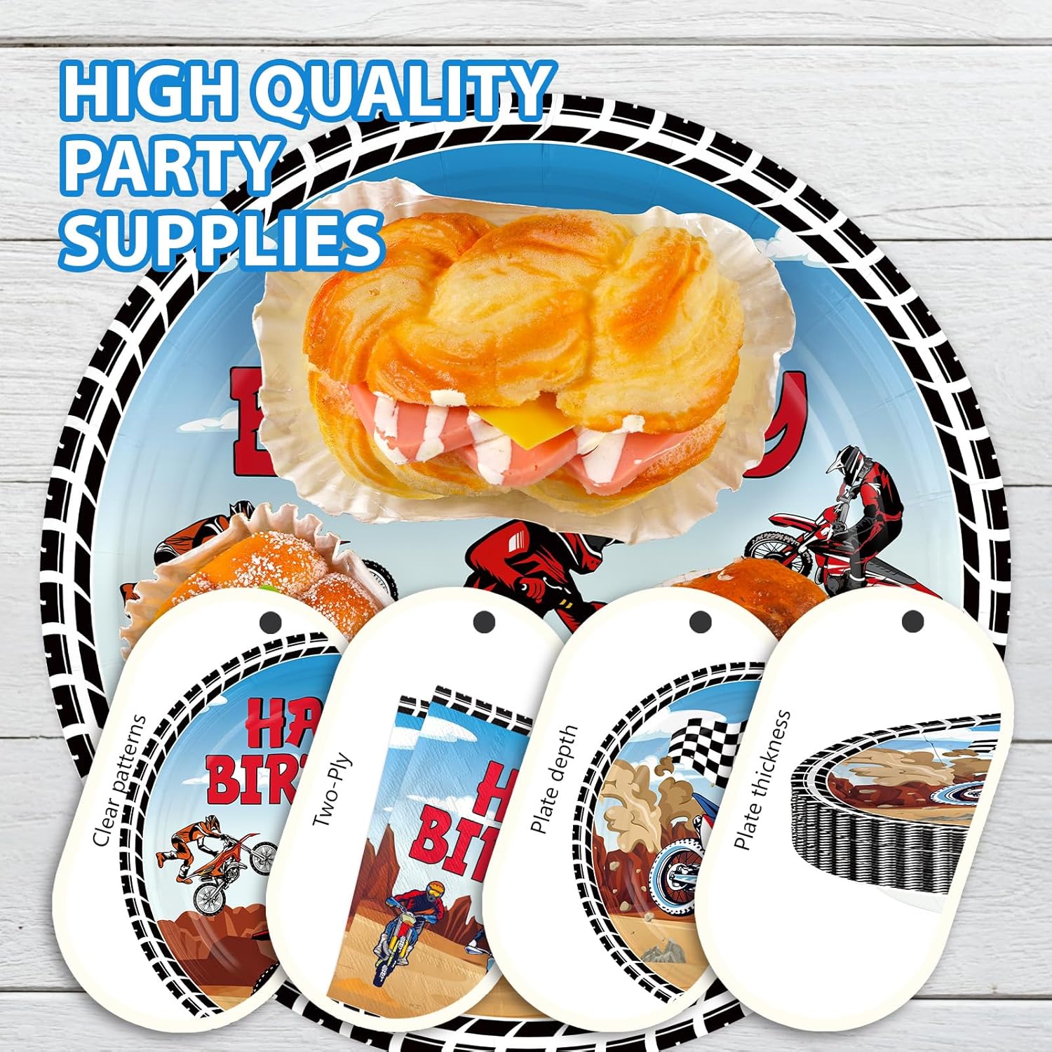 168Pcs Dirt Bike Birthday Party Decorations Motorcycle Birthday Plates and Napkins Cups Forks Tableware Sets for Boys Kids Motocross Dirt Bike Theme Party Supplies Serves 24