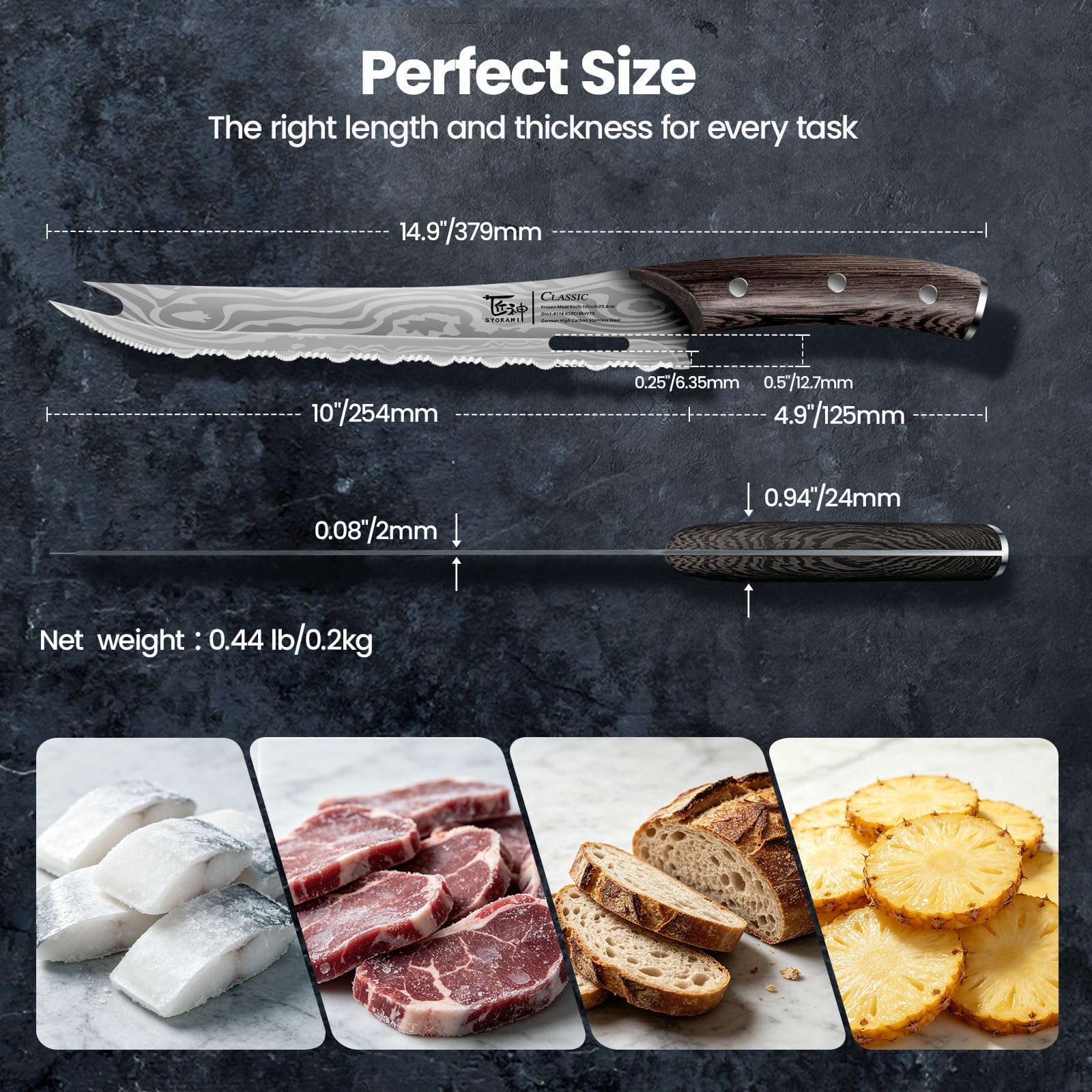 SYOKAMI Serrated Knife - Slice Frozen Meat! -2