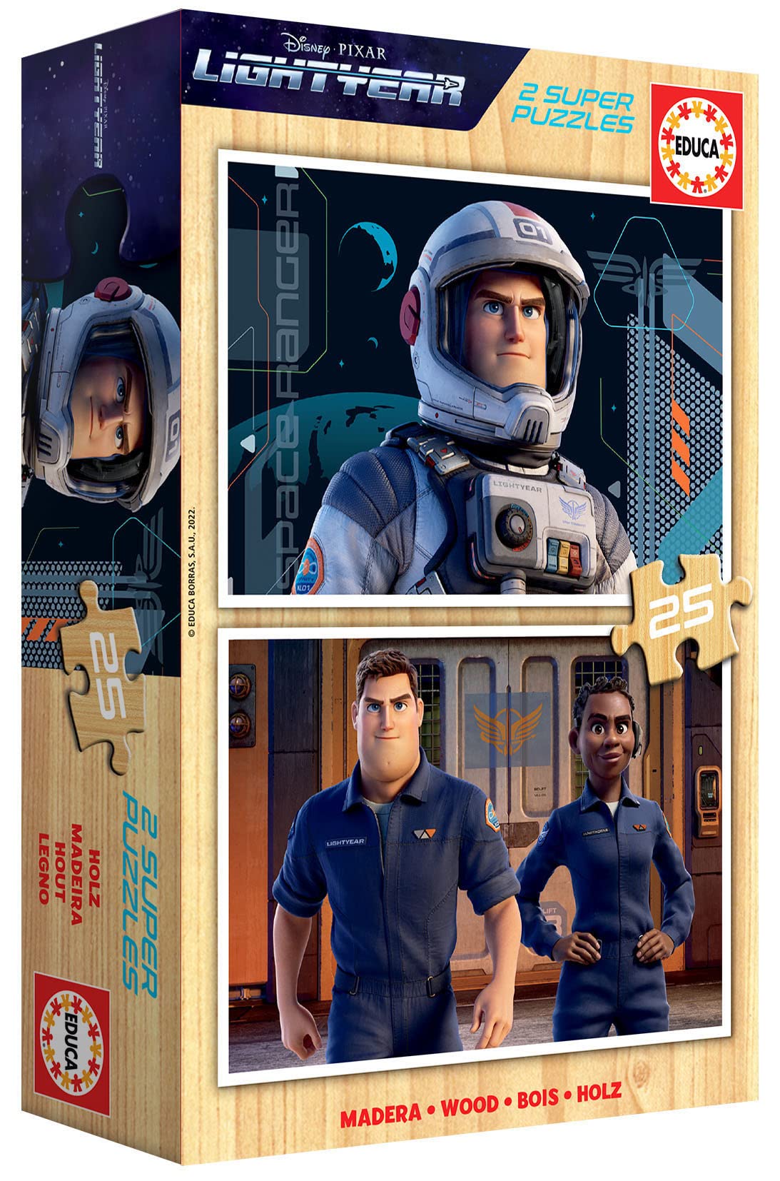 Educa - Puzzle Lightyear, Set Di 2 Enigmi Con 48 Pezzi Ciascuno Composto Da Pezzi Di Grandi Dimensioni, Finiti In Modo Ottimale In Modo Che La Sua Manipolazione Sia Semplice (19315