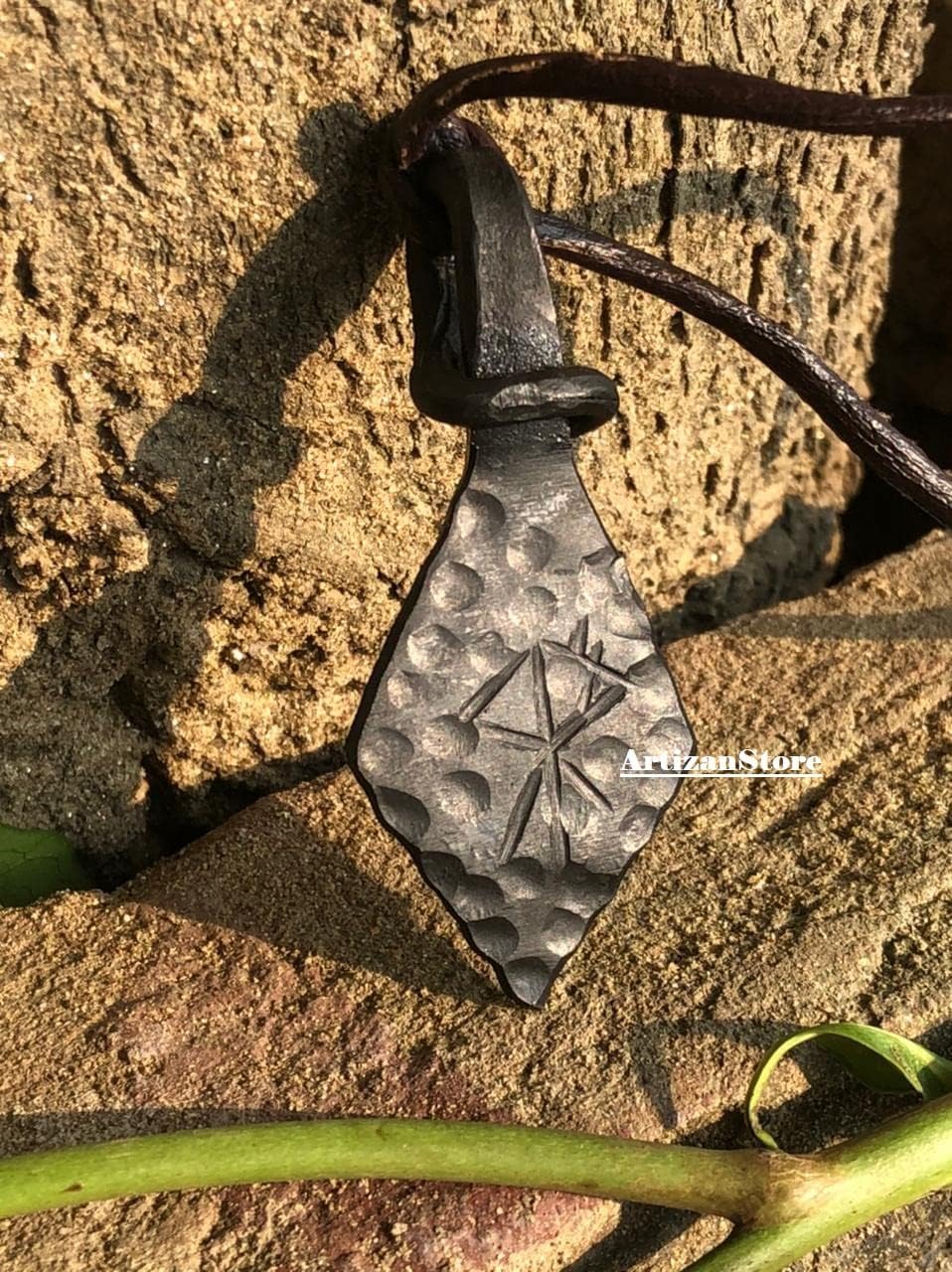 ARTIZANSTORE Forged Iron Wolf Rune Pendant Viking Amulet Runic Nordic Talisman Necklace - Image 3