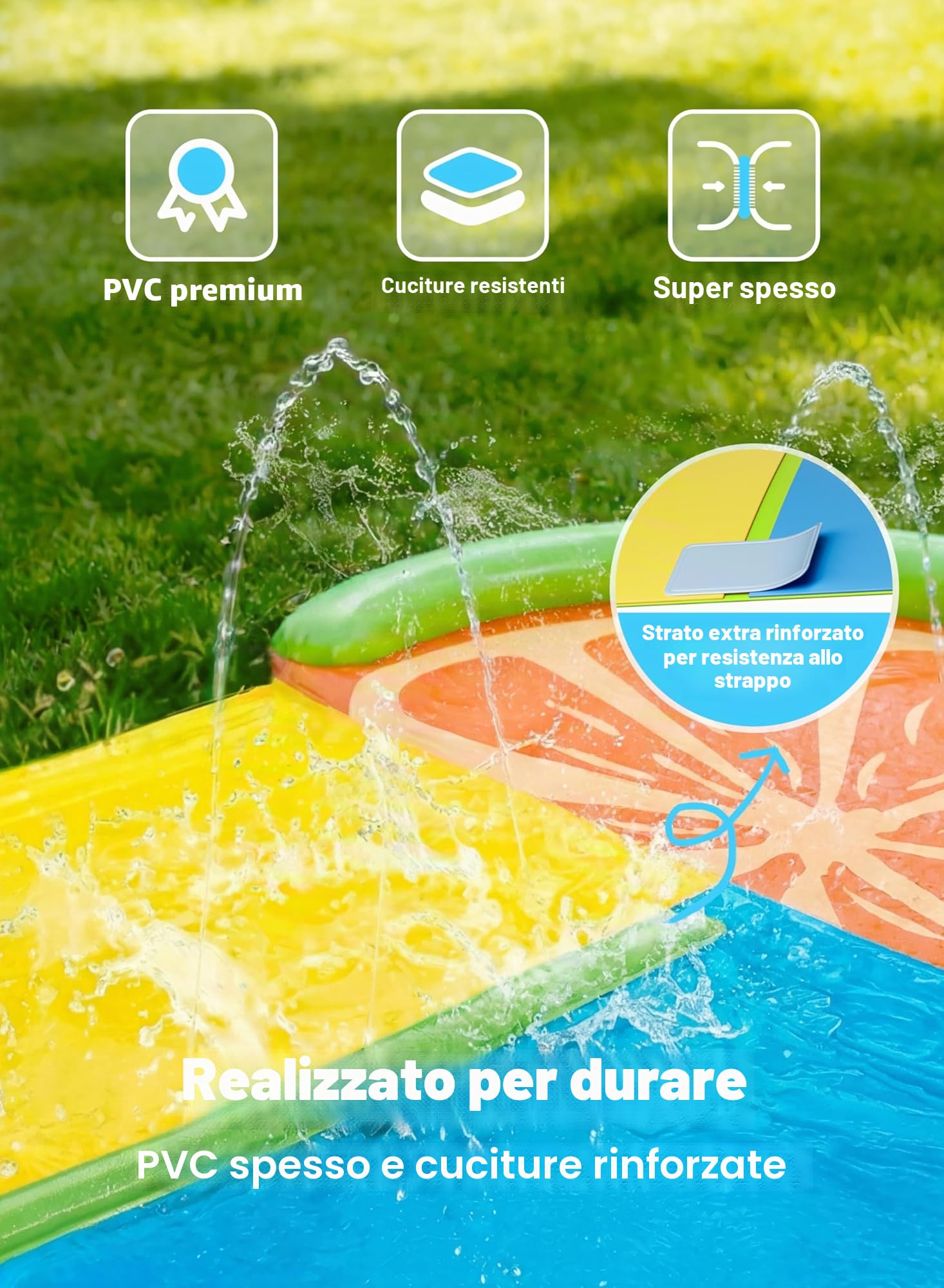 Sloosh Scivolo d'Acqua Gonfiabile 22,5ft con 2 Tavole, Doppio per Prato con Irrigatori, Giocattolo Estivo per Bambini e Adulti, Arancione