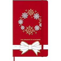 Moleskine Taccuini Natalizi, Taccuino a Righe, Copertina Rigida e Chiusura Elastica, Ideale come Regalo di Natale, Colore Rosso, Formato Large 13 x 21 cm