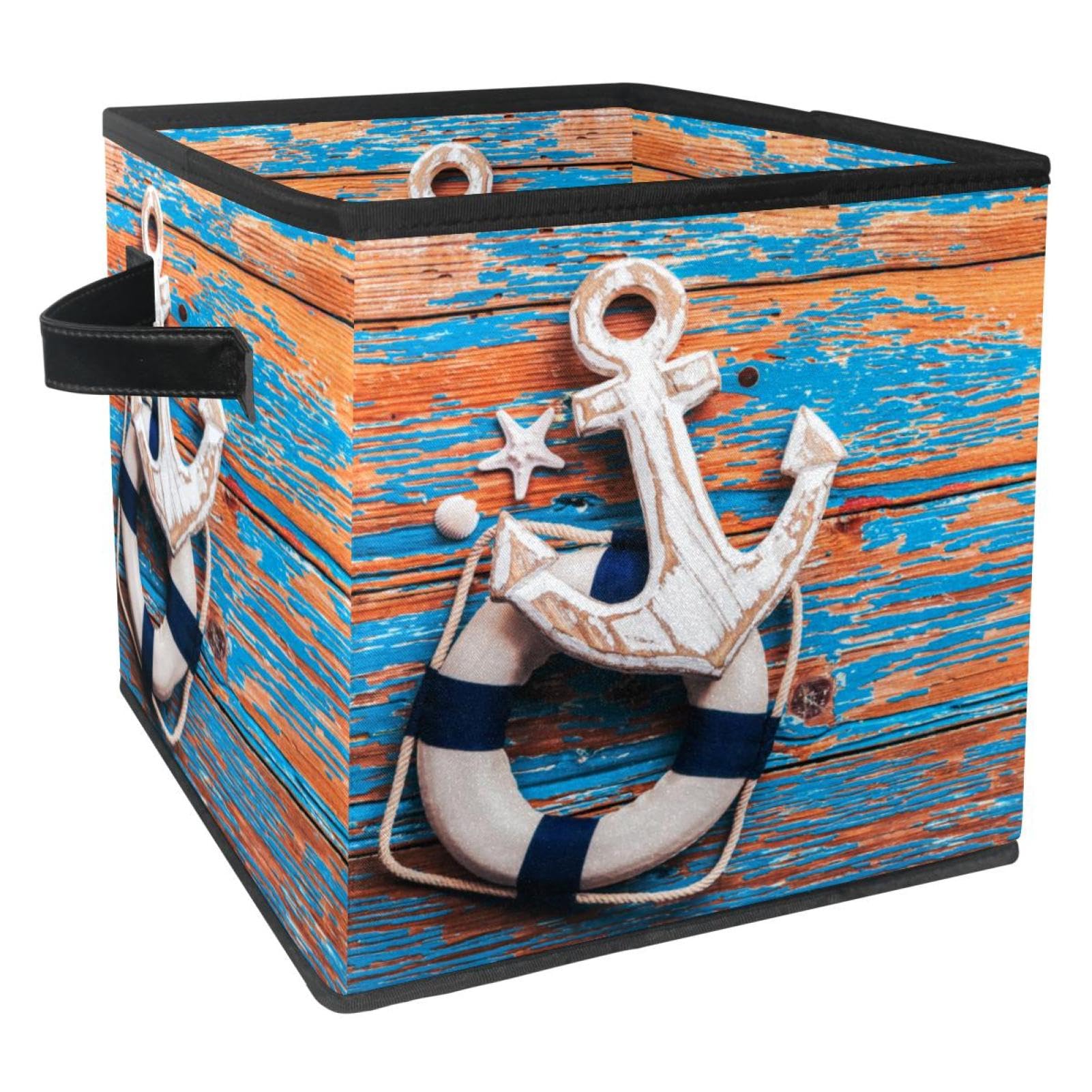 Boîte de rangement tissu pliable pour vêtements et placard de chambre avec poignées et ancre
