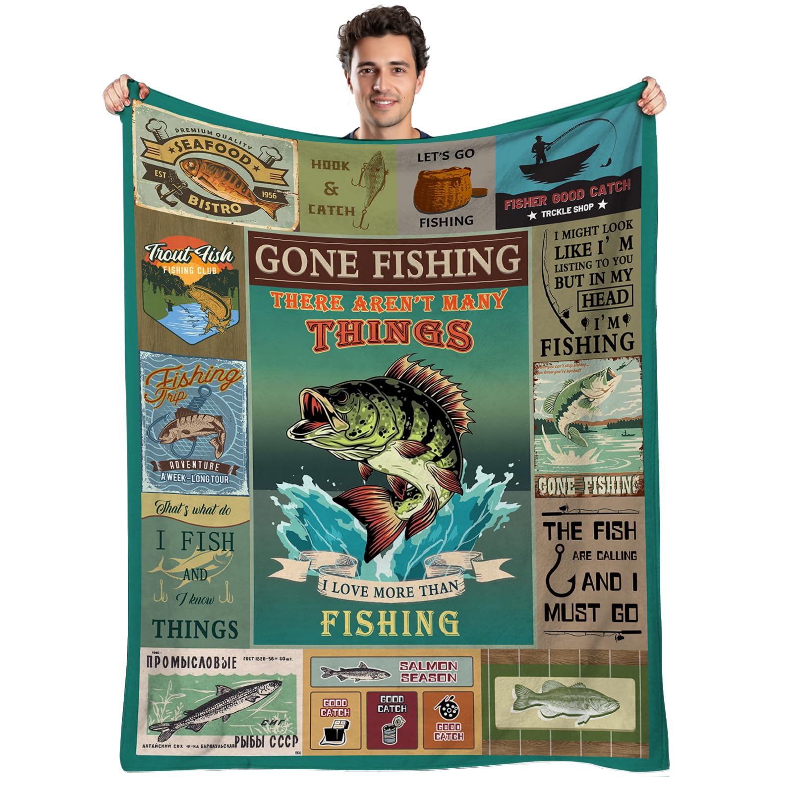 Olwjifzt Men's Fishing Ultimate Lover Gift Finishing Blanket 50"X60" Flannel Unique Gift For Boys, Fisherman For Who Love Blanket