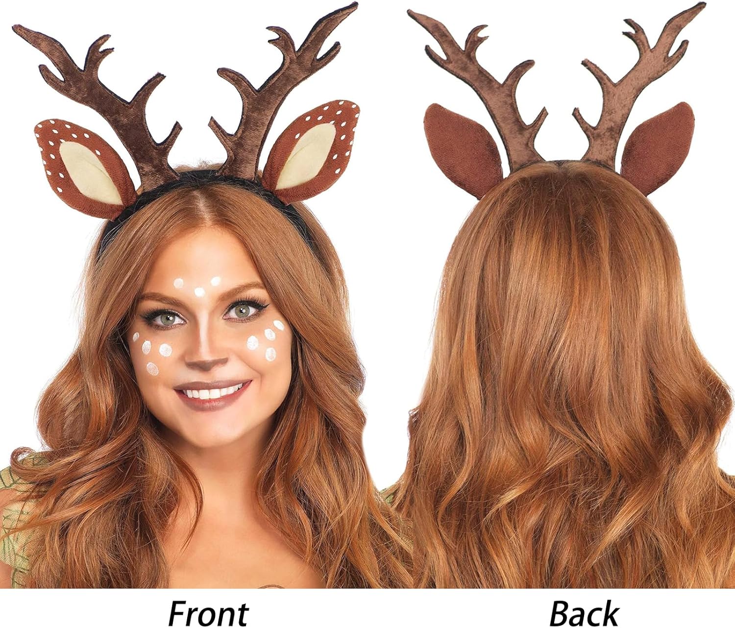 4 Pack Deer Antler Headbands Deer Costume Women's Fawn Horn Headband Reindeer Headband with Antler Ears Animal Cosplay Costume for Halloween Christmas Party Favors - Image 5