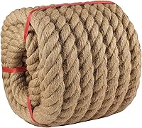 Vista 11 de Cuerda de Manila de 1 pulgada x 100 pies, cuerda de cáñamo natural, cuerdas de cáñamo decorativas grandes y gruesas, cuerdas náuticas trenzadas