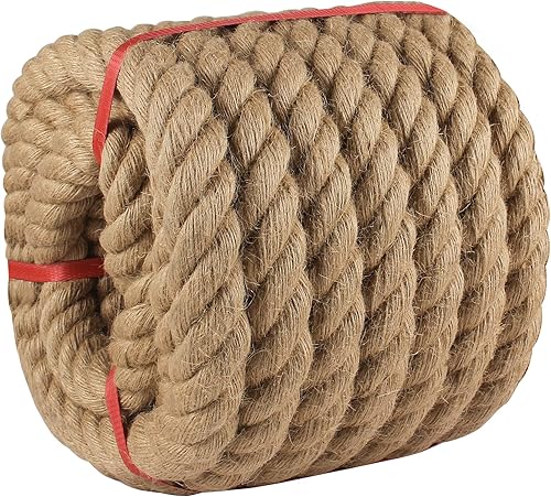 Miniatura 11 de Cuerda de Manila de 1 pulgada x 100 pies, cuerda de cáñamo natural, cuerdas de cáñamo decorativas grandes y gruesas, cuerdas náuticas trenzadas