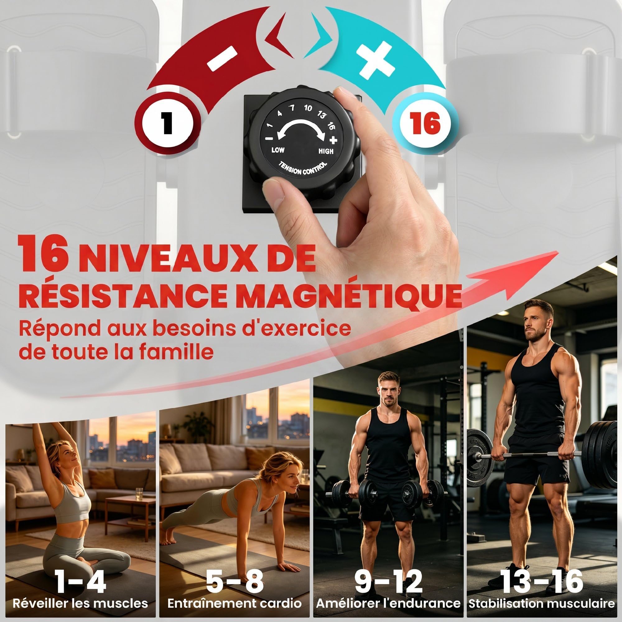 SPORTNOW Rameur Magnétique avec Bluetooth Appareil de Musculation Connecté Kinomap & Zwift - 16 Niveaux de Résistance - Rameur Silencieux avec Écran LCD pour Sport à la Maison et Perte de Poids, Rouge