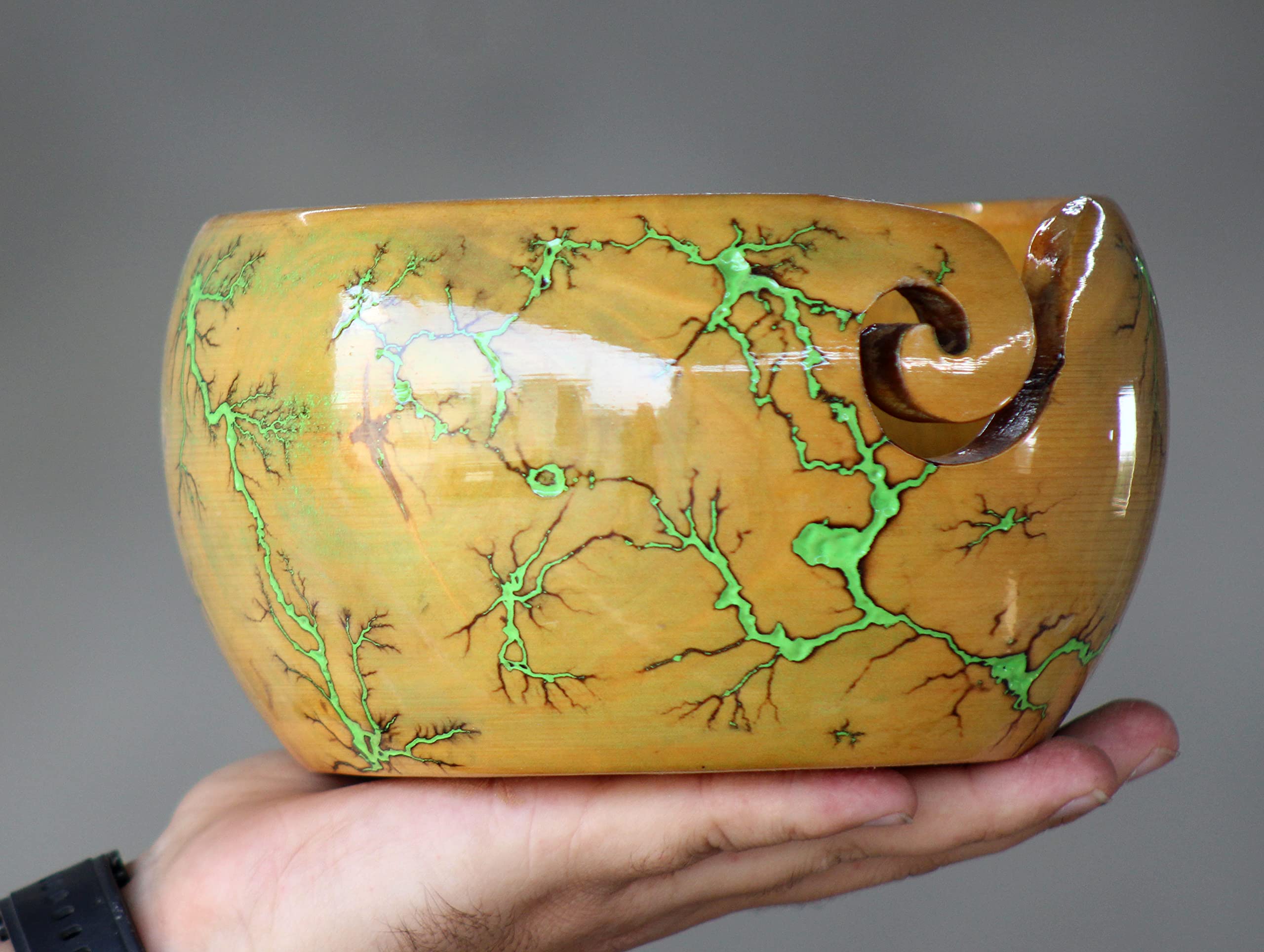 Bol à fil en bois de Lichtenberg idée cadeau idéale pour passionnés de tricot