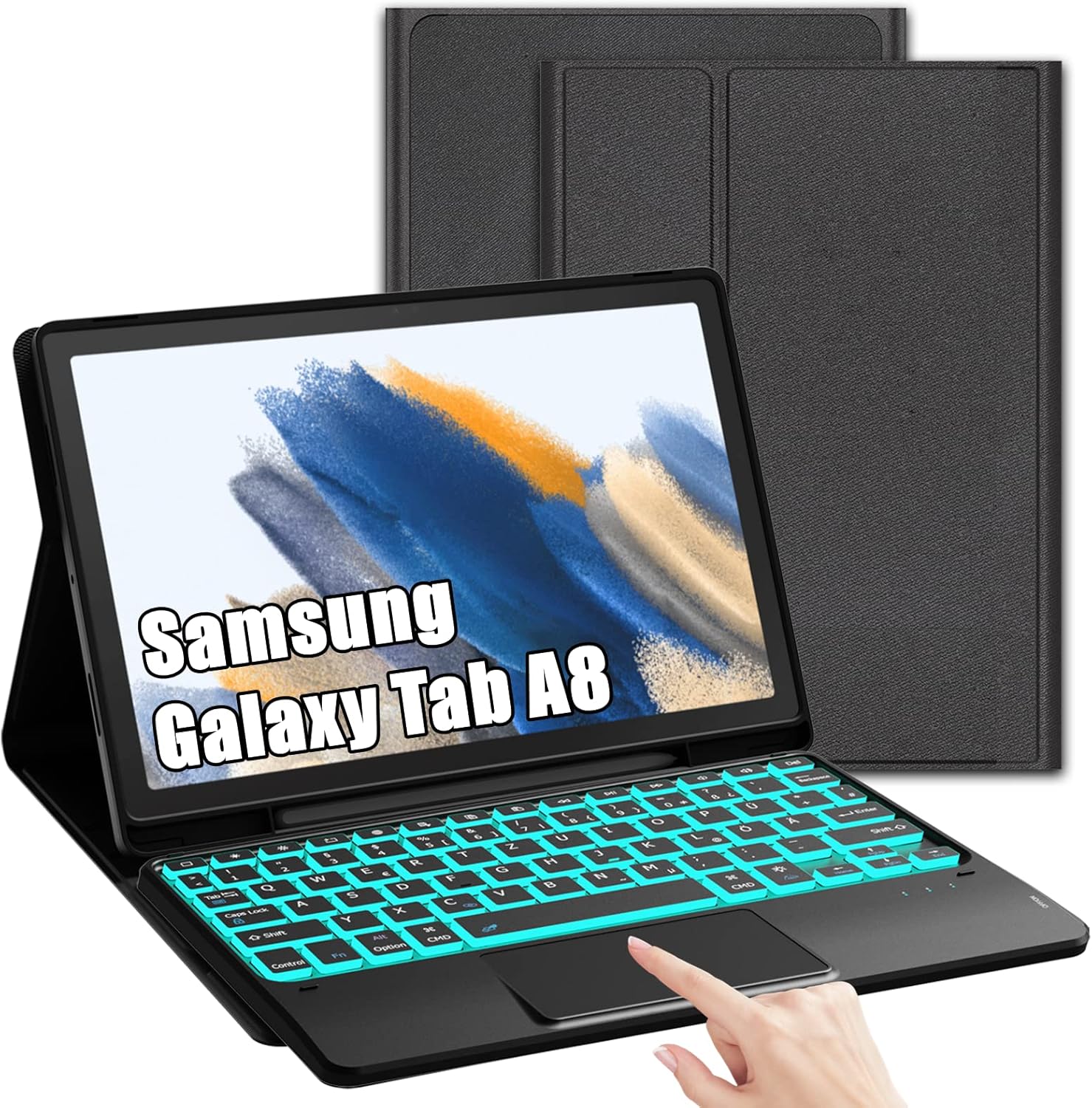 Galaxy Tab A8 Hülle Mit Tastatur ROOFEI Galaxy Tab A8 Hülle Mit 7-Farbiger Beleuchtung Tastatur und