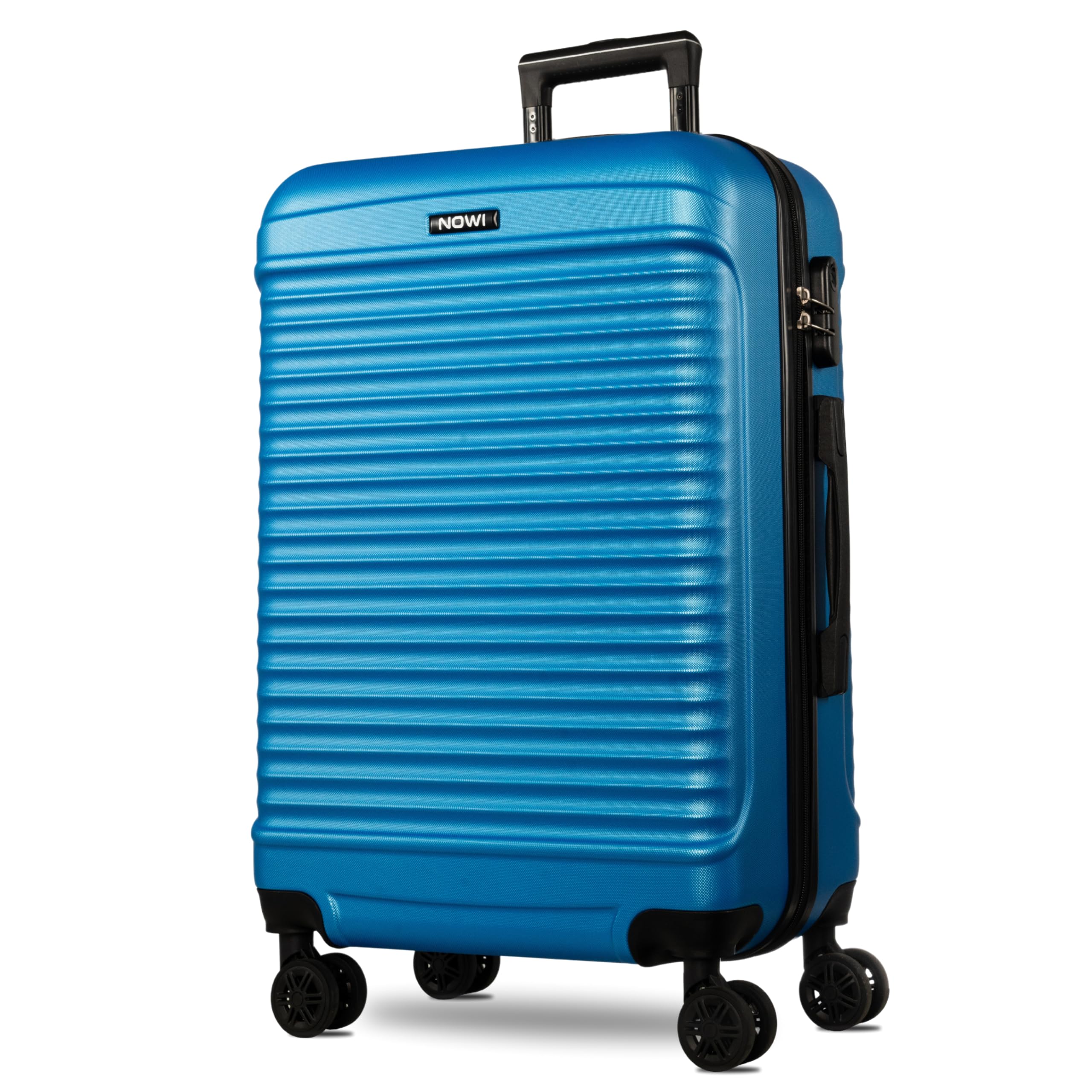 NOWI Las Palmas Koffer L – 59L Ultraleicht-Koffer, Mittelgroßer Hartschalenkoffer mit 8 Rollen 360° drehbar, Wasserabweisender Schalenkoffer mit Rollen (blau, L)