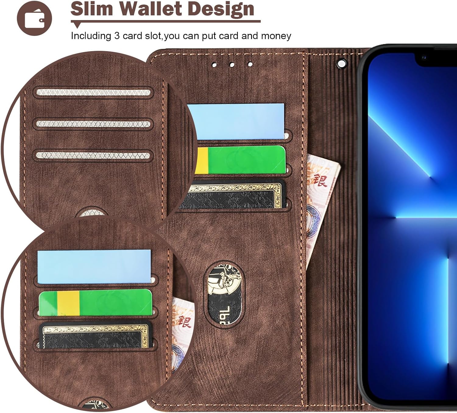 Leather Business Cell Phone Holster for OnePlus Nord CE4 5G,Anti-Slip Scratch Resistant Flip Cover with Card Holder,Stand Feature Wallet Case 6.68 Inches - Brown